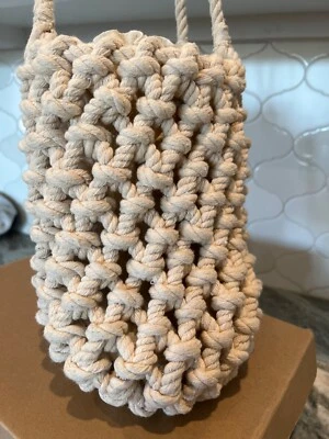 ZARA - RARE Cord/Rope Drawstring Bucket Bag Unique Macrame Purse  - Image 1 of 4