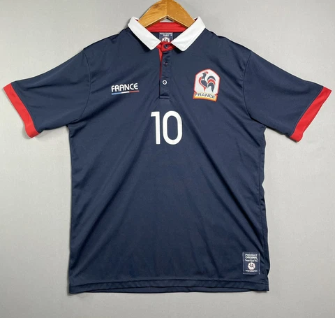 Paris France Futbol Soccer League Polo Shirt Adult Sz XL Blue Jersey Produit #10 Cover