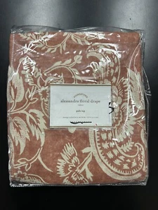 Pottery Barn PB Alessandra Floral Curtain Panel 84x50 Rust Red Blackout Lining - Picture 1 of 7