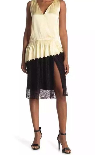 Abito senza maniche nuovo con etichette Burberry donna crema seta raso e pizzo 2 XS