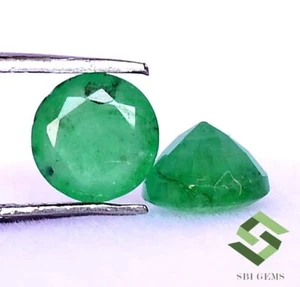 Par de piedras preciosas sueltas facetadas de 1,45 CTS corte redondo esmeralda natural certificado 6 mm - Imagen 1 de 6