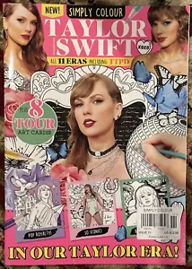 TAYLOR SWIFT SIMPLY COLOUR 2024 MAGAZINE PLUS 8 TOUR ART CARDS - Picture 1 of 3
