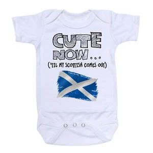 Cute Now... 'Til My Scottish Comes Out Infant Baby Scotland Flag Bodysuit Shirt - Picture 1 of 4