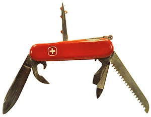 "WENGER" Delémont  Alpine Backpacker Red Swiss c.1991's Multi-tool Folding Knife - Picture 1 of 16