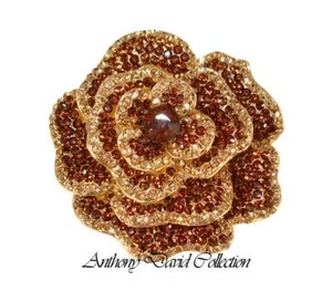 Anthony David Bronze Rose Gold Brooch Pin with Swarovski Crystals - Picture 1 of 2