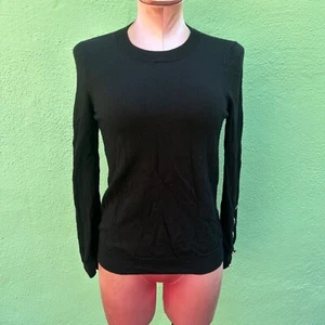 La Maille Sezane Pullover Sweater Button Cuffs Long Sleeve Black Women Casual S - Picture 1 of 7
