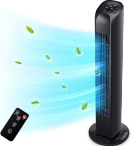 Portable Oscillating Tower Fan with Remote,Electric Floor Fan for Bedroom Indoor - Picture 1 of 7