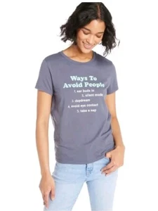 New Juniors Gray Wound Up Short Sleeve T-Shirt size S (3-5)/Ways to Avoid People - Picture 1 of 5