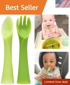 Soft Silicone Baby Fork & Spoon for Safe Self-Feeding - Lightweight & Safe - Picture 1 of 10