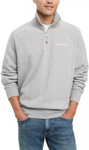 Tommy Hilfiger Men's Quarter Zip Sweatshirt Long Sleeve Light Grey Small - Picture 1 of 3