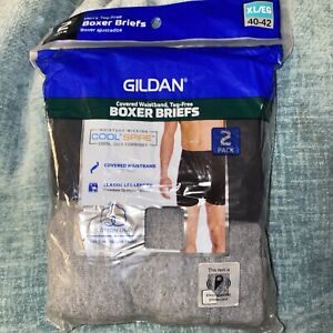 Gildan Covered Waistband Tag-Free Men’s Boxer Brief 2 Pack (size XL) 40-42 NIP