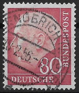 Bund 1954 o Mi 192 Bundespräsident Theodor Heuss 80Pf Freimarken Dauerserie 089B - Imagen 1 de 1