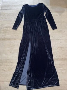 Maxi Vestido DESIR COUTURE Gris Terciopelo Faja Alta Abertura M - Imagen 1 de 10