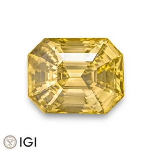 IGI Certified CEYLON Sapphire 6.82 Ct. Natural Untreated EYE-CLEAN Canary Yellow - Picture 1 of 7
