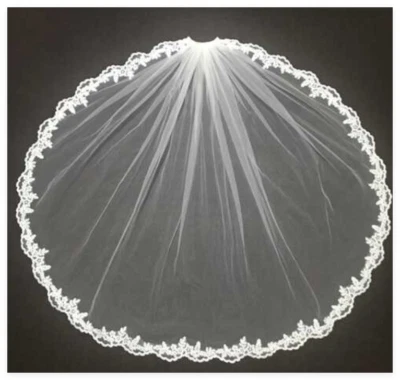 Velos de boda cortos con peine apliques de velo de novia encaje floral flor Foto 1 de 4