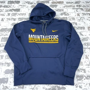 West Virginia Mountaineers Hoodie Men Large Sweatshirt Sweater WVU Nike Dri Fit - Picture 1 of 9