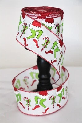 Cinta Grinch, patas de monstruo verde Navidad, caramelo brillante con cable de 2,5” x 5 yardas Foto 1 de 4