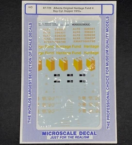 MICROSCALE HO DECAL ALBERTA ORIGINAL HERITAGE FUND 1976+ - #87-725 - Picture 1 of 2