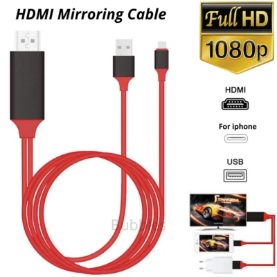 HDMI зеркальный зарядный кабель 1080P телефон ТВ адаптер для iPhone 14 13 12 11 X - Изображение 1 из 4