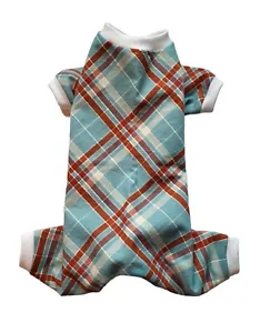 Fall Light Blue Plaid Flannel Pajamas Dog Puppy Teacup Pet Clothes 4XS - XXS - Picture 1 of 4