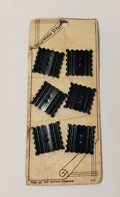 VTG Hollywood Style Brand Black Carded Plastic Buttons Unused - Image 1 of 2