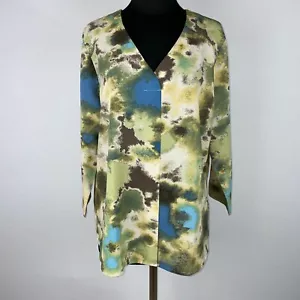Camicetta Van Heusen top donna L acquerello astratto artistico moderno scollo a V JU - Foto 1 di 10