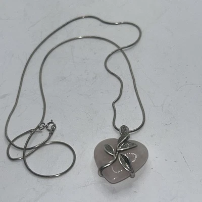 Colgante de plata de ley 925 con cadena piedra púrpura claro y rosa Foto 1 de 4