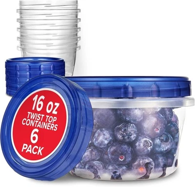 16Oz Plastic Containers with Twist Top Lids (10 Pack), 2 Cup Freezer Containers - Image 1 of 2