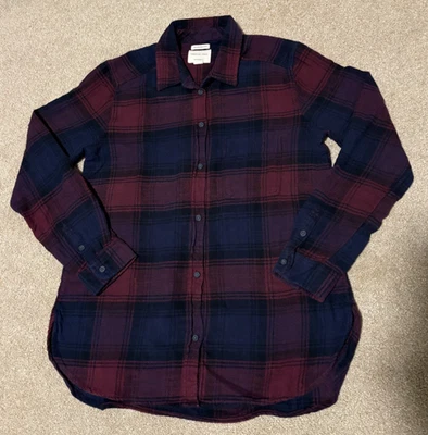 Camisa de franela suave para mujer American Eagle calce azul púrpura a cuadros, talla M Foto 1 de 4