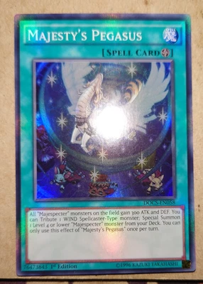 Tarjeta Yugioh DOCS-EN058 Majesty's Pegasus súper rara primera edición Foto 1 de 2