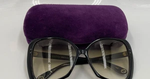 Authentic Gucci Women's Black Gradient Large Square Sunglasses GG0471S With Case - Picture 1 of 9