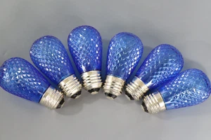 Vickerman S14 LED Blue Faceted Replacement Bulb E26 Nickel Base  10 Bulbs - Picture 1 of 4