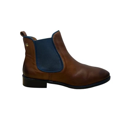 Botas Chelsea Pikolinos Mujer Cuero Marrón Con Paneles Elásticos Azules Talla 7.5 Foto 1 de 4