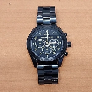 MICHAEL KORS MK-8684 KEATON CHRONOGRAPH Watch Black Runs Great NEW BATT - Picture 1 of 4