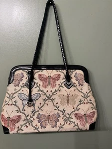 Brighton Alyssa Reisetasche Schmetterling Gobelin Leder Weekender - Bild 1 von 22