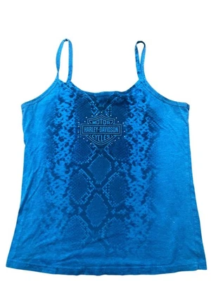 Harley-Davidson винтажный 2006 Cami Top женщин M-L синий змея печати Pataskala OH - Изображение 1 из 4