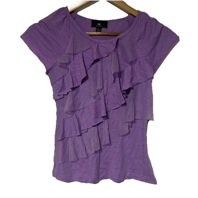 Amy Byer Girls Purple Ruffled Top Sz. Large Short Sleeve NWT $28 - Image 1 of 4