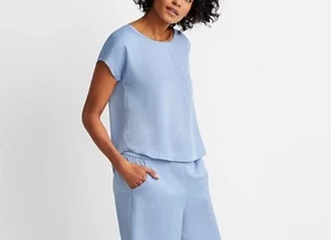 State of Day Women's Crepe de Chine Short-Sleeve Pajama Top Eventide Size L - Picture 1 of 2