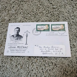 Canada 1968 FDC John McCrae - Double - Free Shipping - Picture 1 of 2