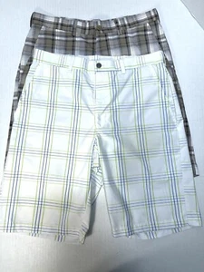 Ben Hogan 2 Paar Performance Power Golfshorts weiß beige kariert flach Herren Gr. 30 - Bild 1 von 11