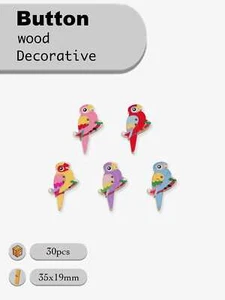 30pcs Cartoon Bird Wooden Buttons for scrapbook sewing handmade craft DIY 35mm - Picture 1 of 4