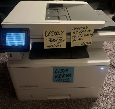 HP LaserJet Pro MFP M428fdw All-In-One Printer With Cord not working, no display - Image 1 of 4