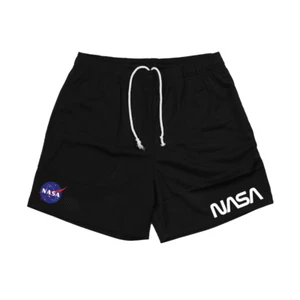 Pantalones cortos NASA, malla, gusano, baloncesto, negros - Imagen 1 de 2