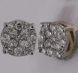 Mode-Cluster-Ohrringe 10 kt Gelbgold Damen rund Diamant 1/4 kt - Bild 1 von 2