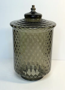 Vintage Smokey Optic Hanging Ribbed Glass Swag Shade Pendant Replacement MCM B - Picture 1 of 5