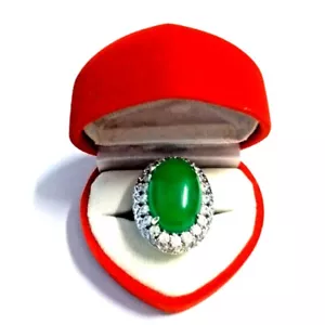 Anillo de regalo de San Valentín plata esterlina 925 verde ágata joyería para mujeres hecho a mano - Imagen 1 de 12