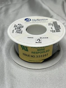 Alambre de conexión AlphaWire 5855 recubierto de plata 22 AWG 19/34 negro 600V 100,0' (30,5 m) - Imagen 1 de 4