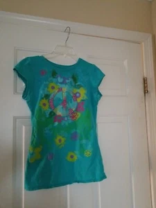 Girls Cooper Key Graphic Tshirt Sz L Blue 100% Cotton Short Sleeve - Picture 1 of 5