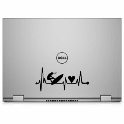 Surfer Heartbeat Surf Board Lifeline Decal Sticker for Macbook Laptop Car window - Image 1 of 4