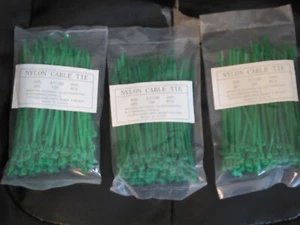 NEW 300 pcs 4" INDUSTRIAL GREEN NYLON 66 CABLE ZIP TIES Sealed 3 x 100 mm - Picture 1 of 3